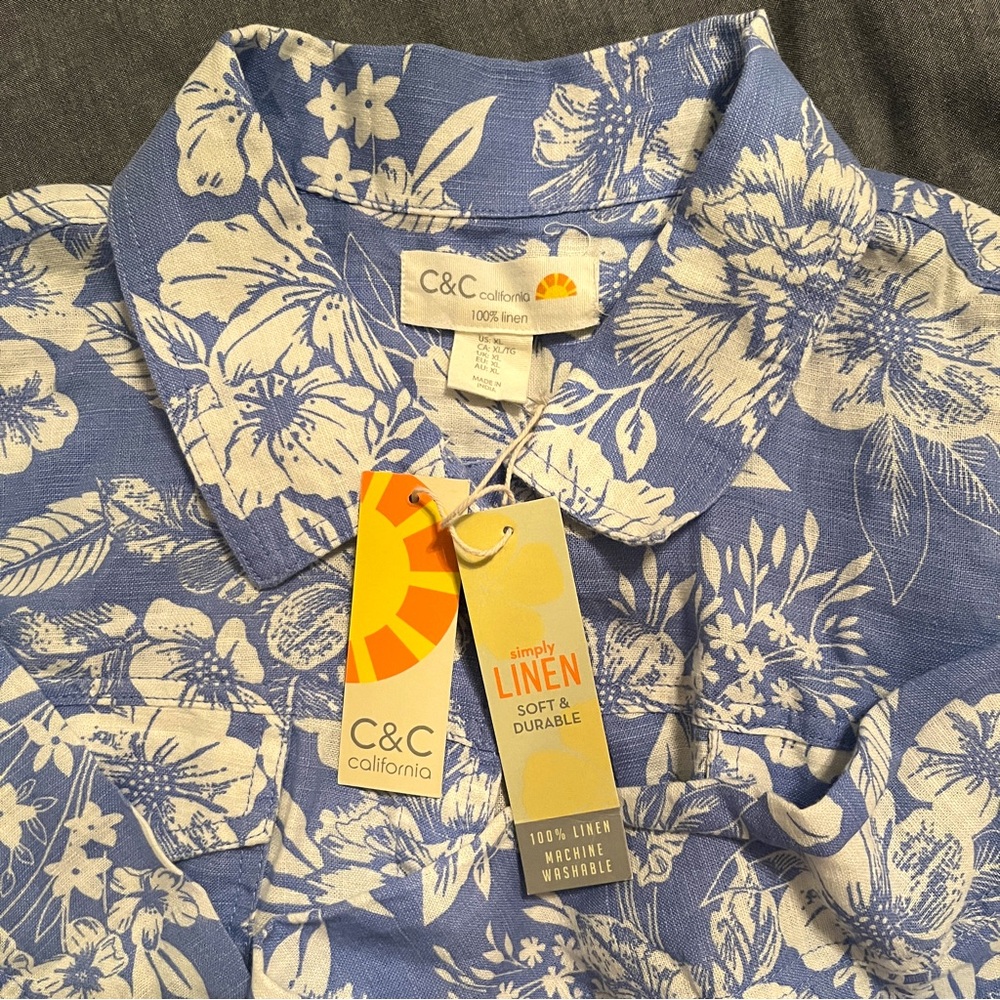 C&C California Floral Linen Jean Jacket